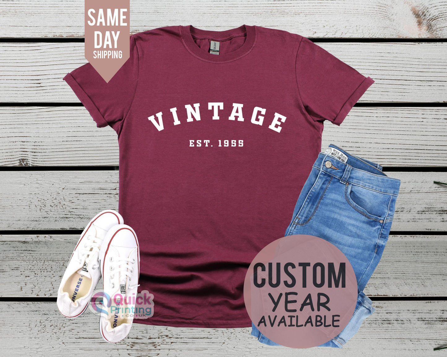 Vintage Est 1955, Vintage 1955 Birthday Tshirt UK, 70th birthday gift shirt, Birthday Gifts for him and her, 70th Birthday Present 2025