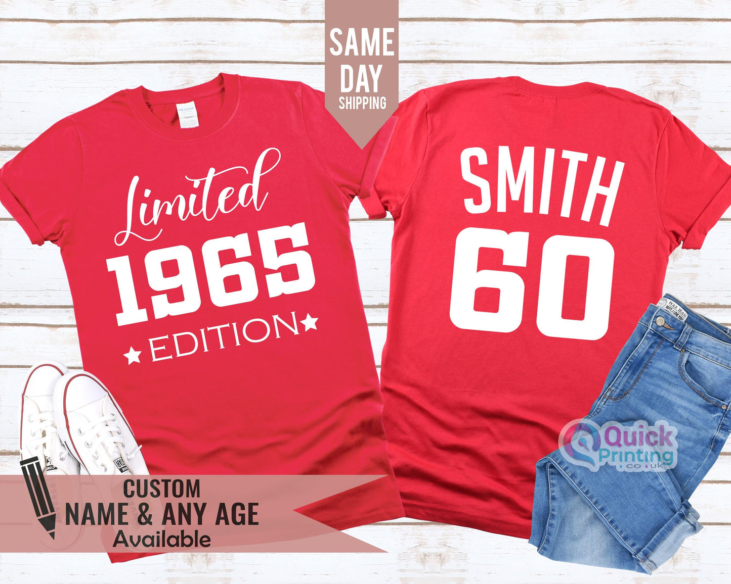 Personalized 60th Birthday Shirt: 1965 Edition Cotton Tee