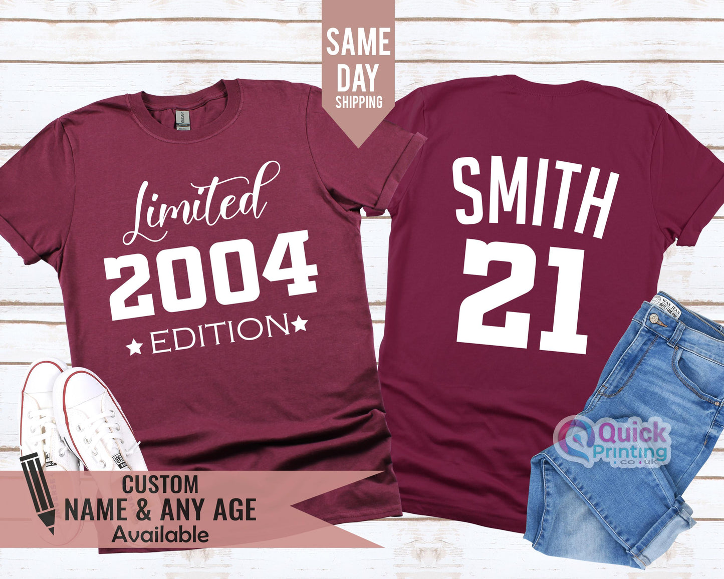 Personalised 21st Birthday Tshirt Men Women, 21st Birthday gift for her, Girls 21st Birthday Shirt, 2004 Birthday Top Daughter Birthday gift