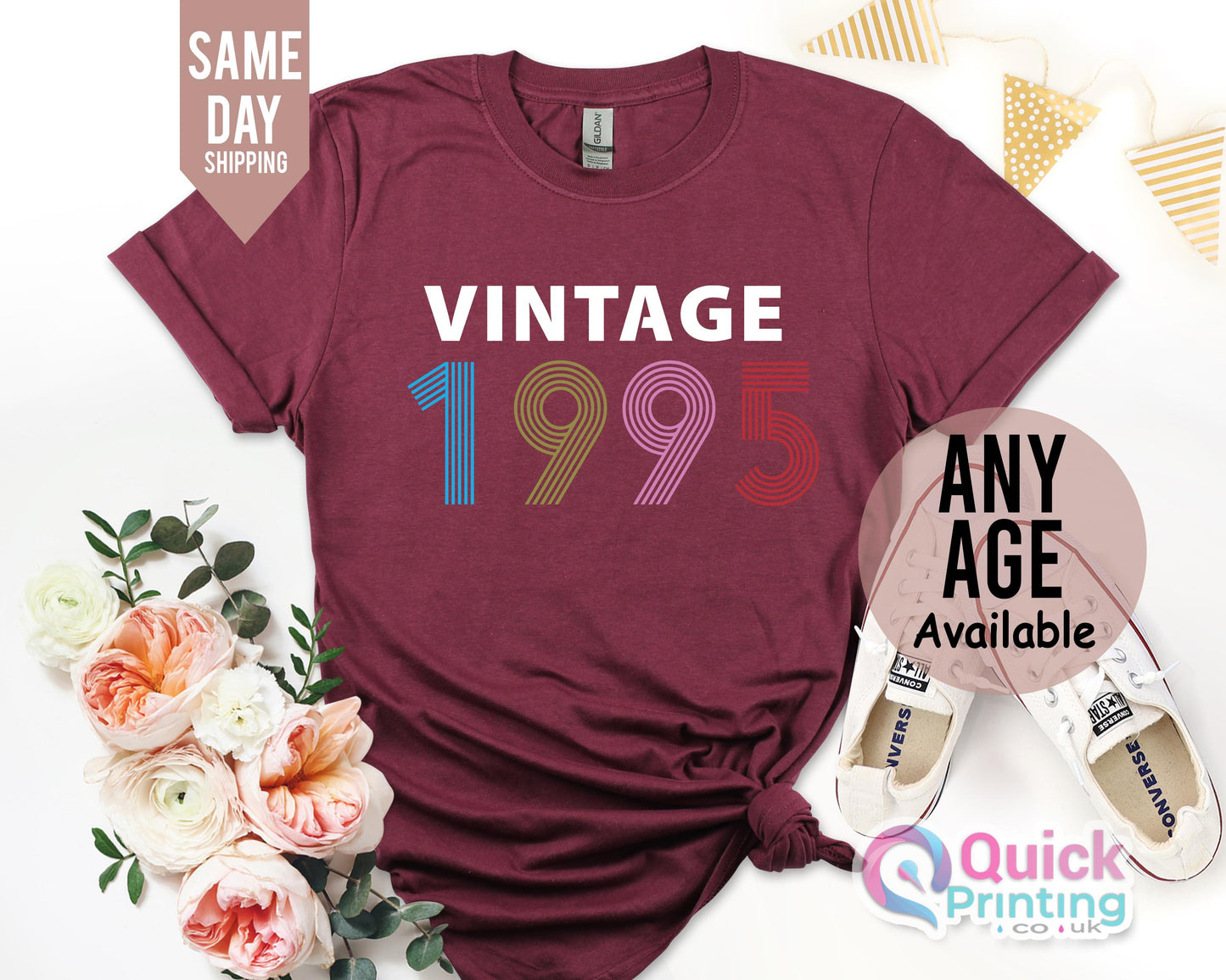 30th Birthday Ladies Tshirt Vintage 1995 Birthday Shirt UK, 30th Birthday Gifts for her, Vintage Birthday gift Top, Birthday Gift for friend