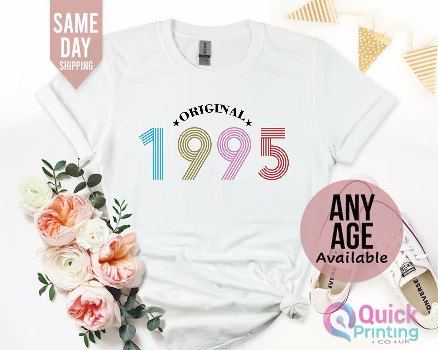 30th Birthday Ladies Shirt UK, Vintage 1995 Birthday Shirt, 30th Birthday Gifts for Women, Custom Birthday Gifts for her
