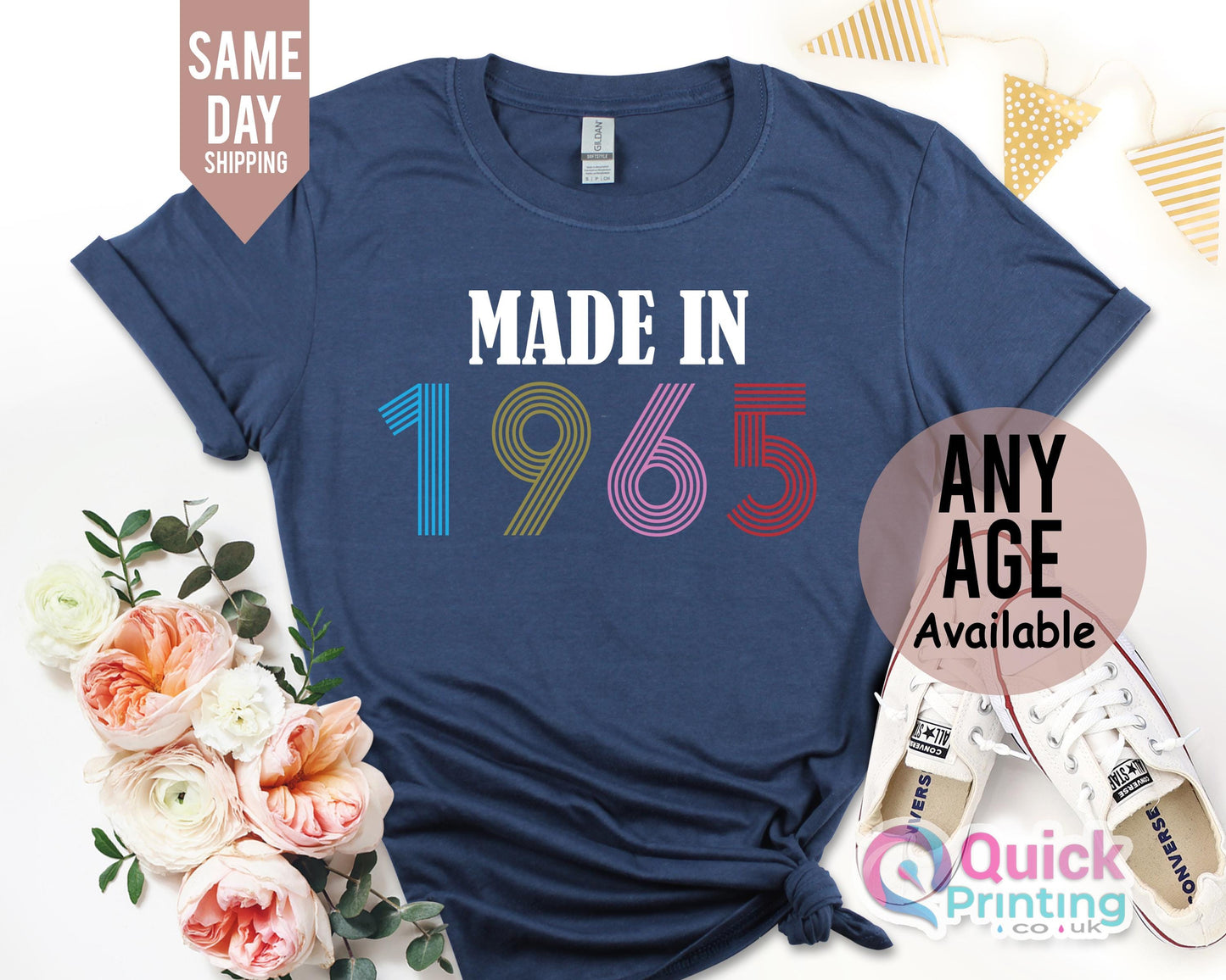 Made in 1965 tshirt, 60th Birthday Gifts for Women, Vintage 1965 Birthday Shirt, 60th Birthday Tshirt, Custom Birthday Gifts for Mum Grandma
