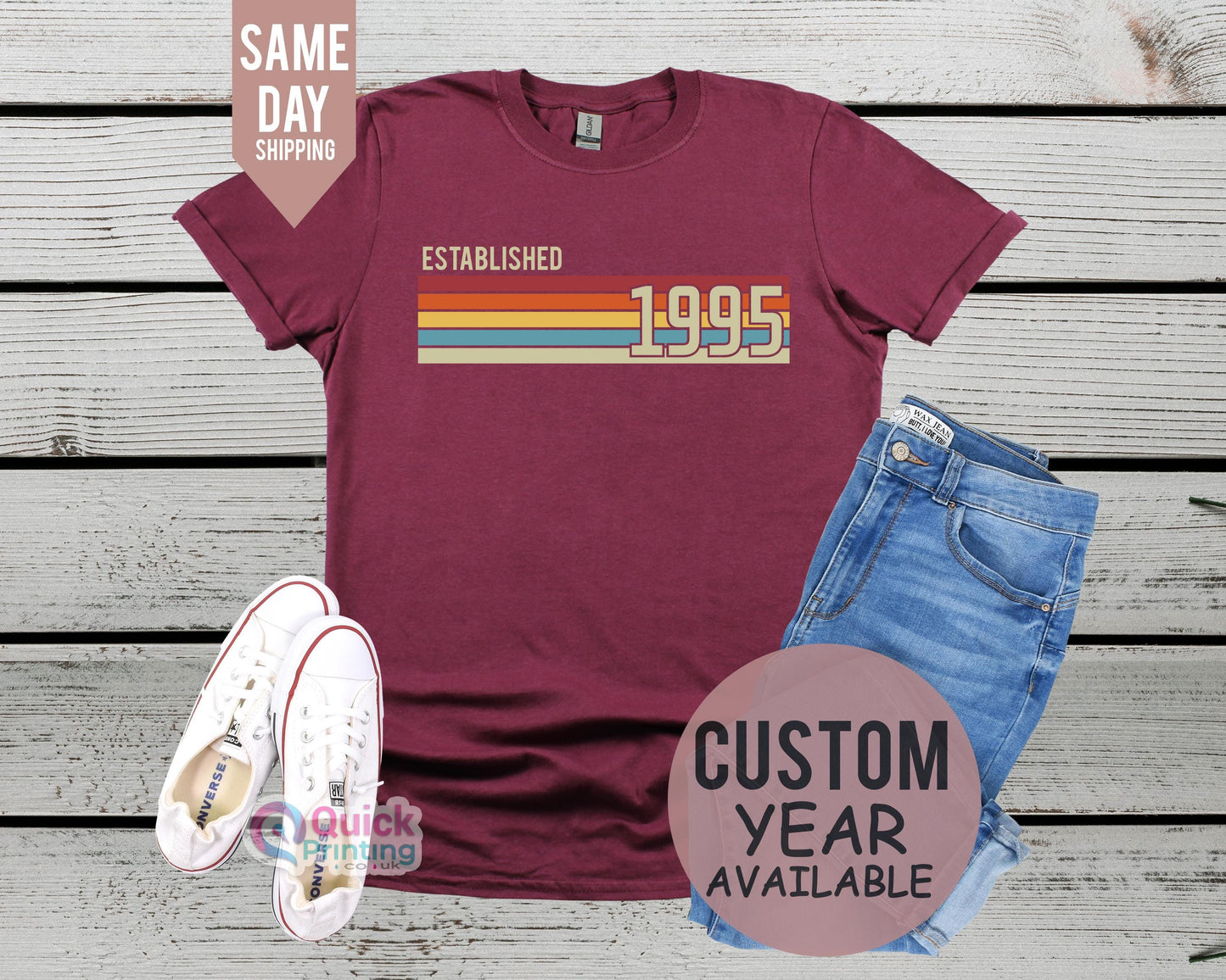 Established 2007, 1985, 1975 Mens 30th Birthday T-Shirt, Custom Birthday tshirt, personalised Birthday Gift 2025, Vintage Est 1995 Shirt