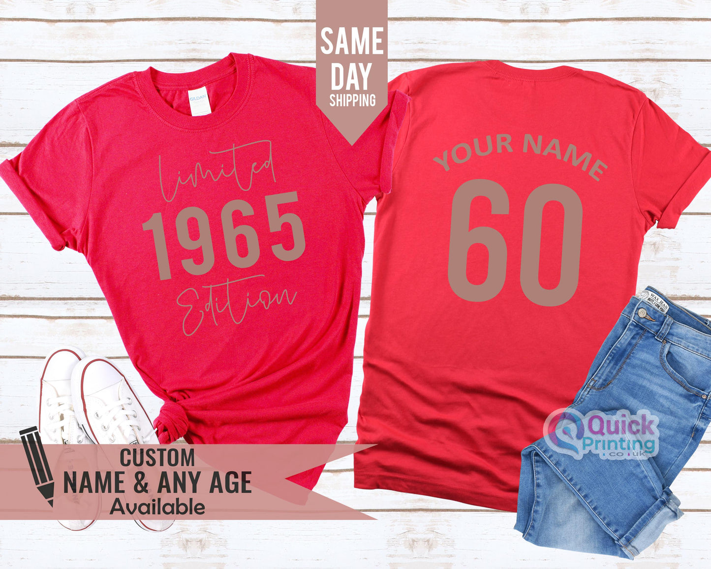 Limited Edition 1965 Shirt, Personalised 60th Birthday Tshirt, 60th Birthday Gift for Men Women, 1965 Birthday Gift Vintage Shirt, 1965 Tee
