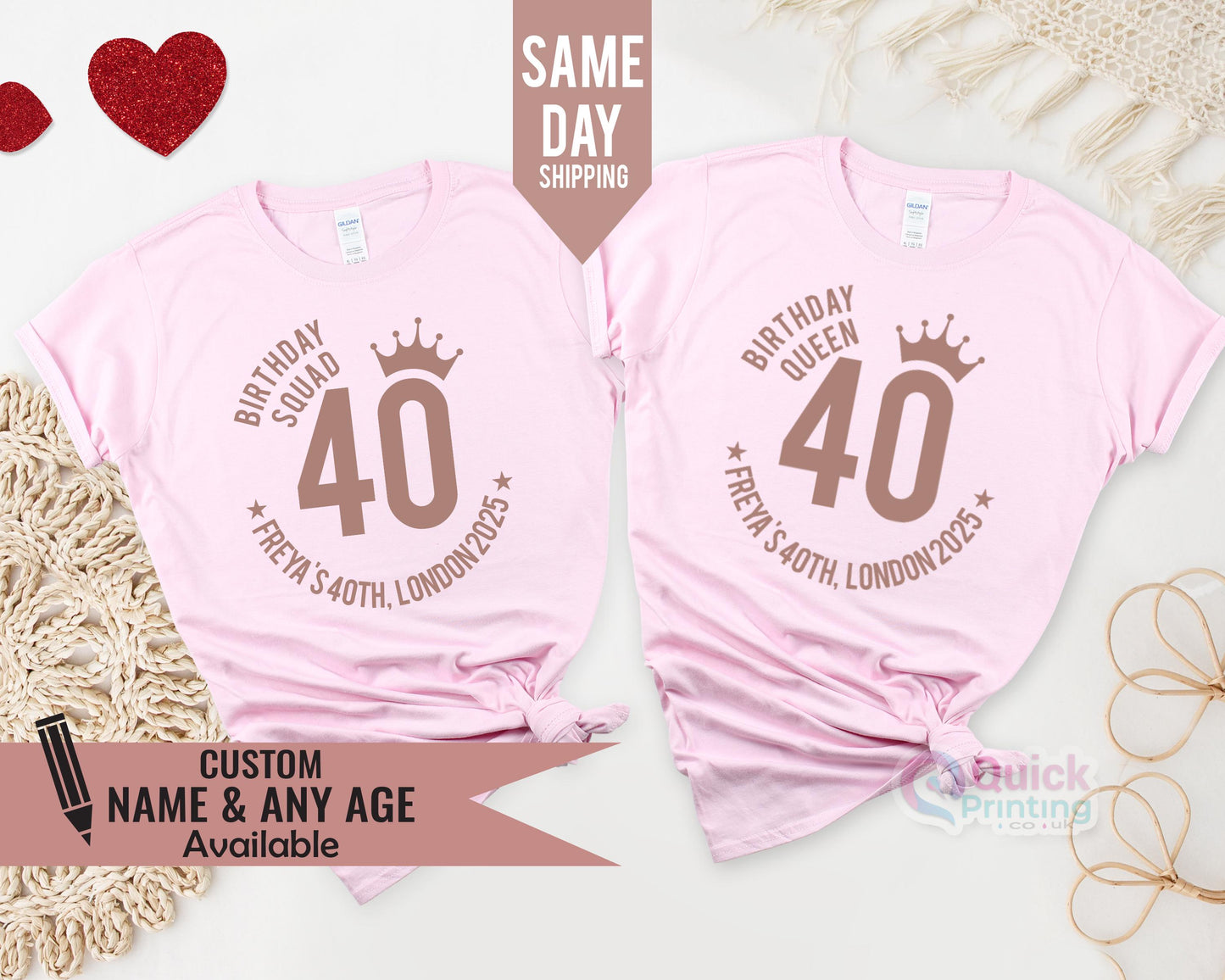 40th Birthday Queen T-Shirt: Custom Name & Age