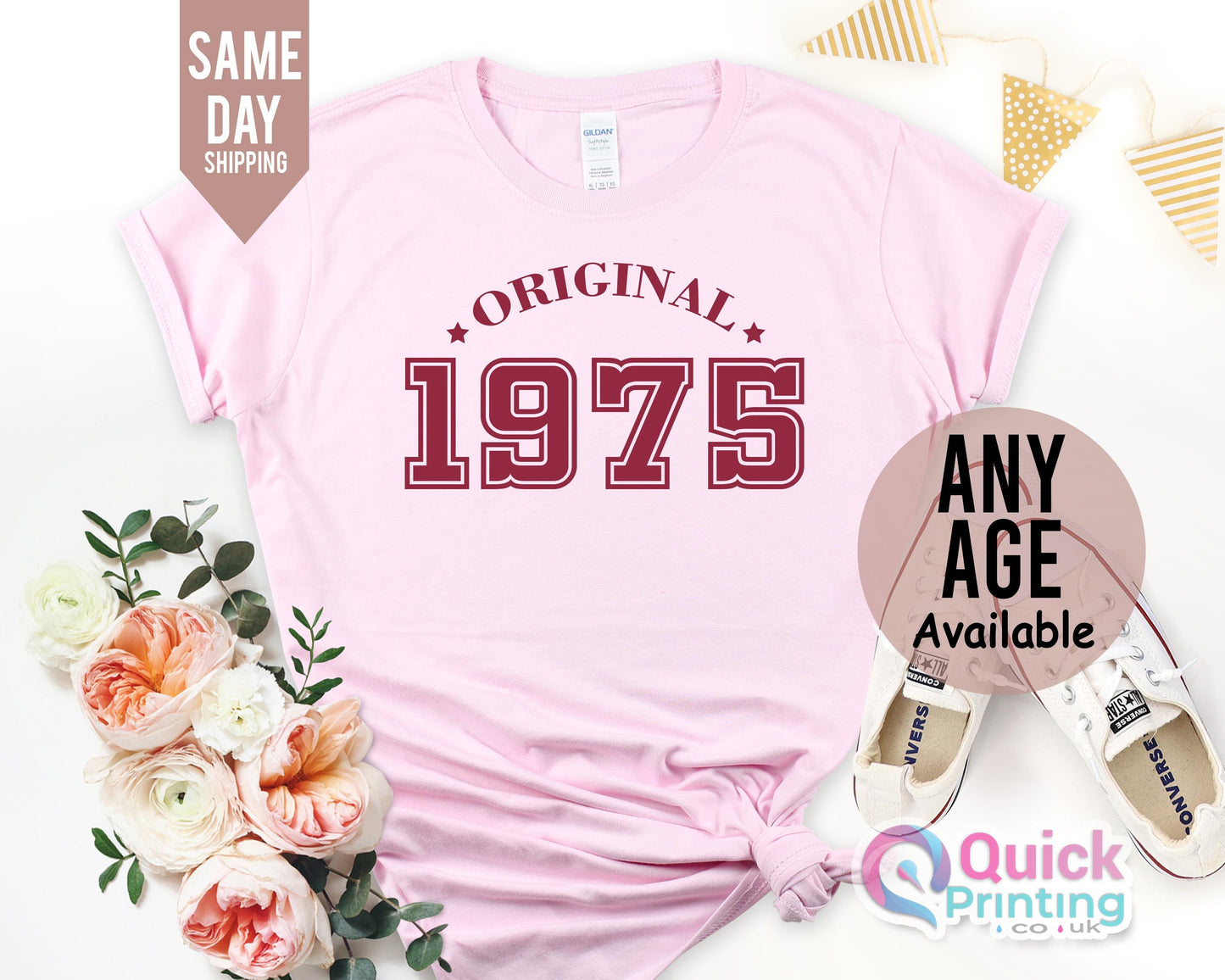 1975 Birthday TShirt UK, 50th Birthday Gifts for Women, 50th Birthday Tshirt, Vintage 1975 Birthday Shirt, Birthday Gift for Mum Grandma Top