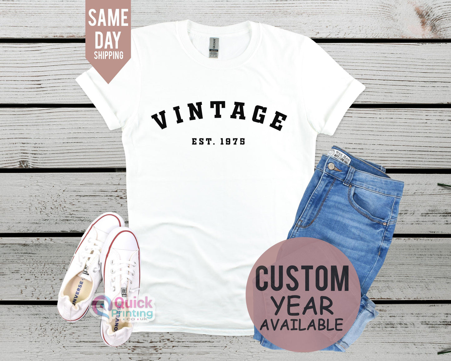 Vintage Est 1975, Vintage 1995 Birthday Tshirt UK, 50th birthday gift shirt, Birthday Gifts for him and her, 50th Birthday Present 2024
