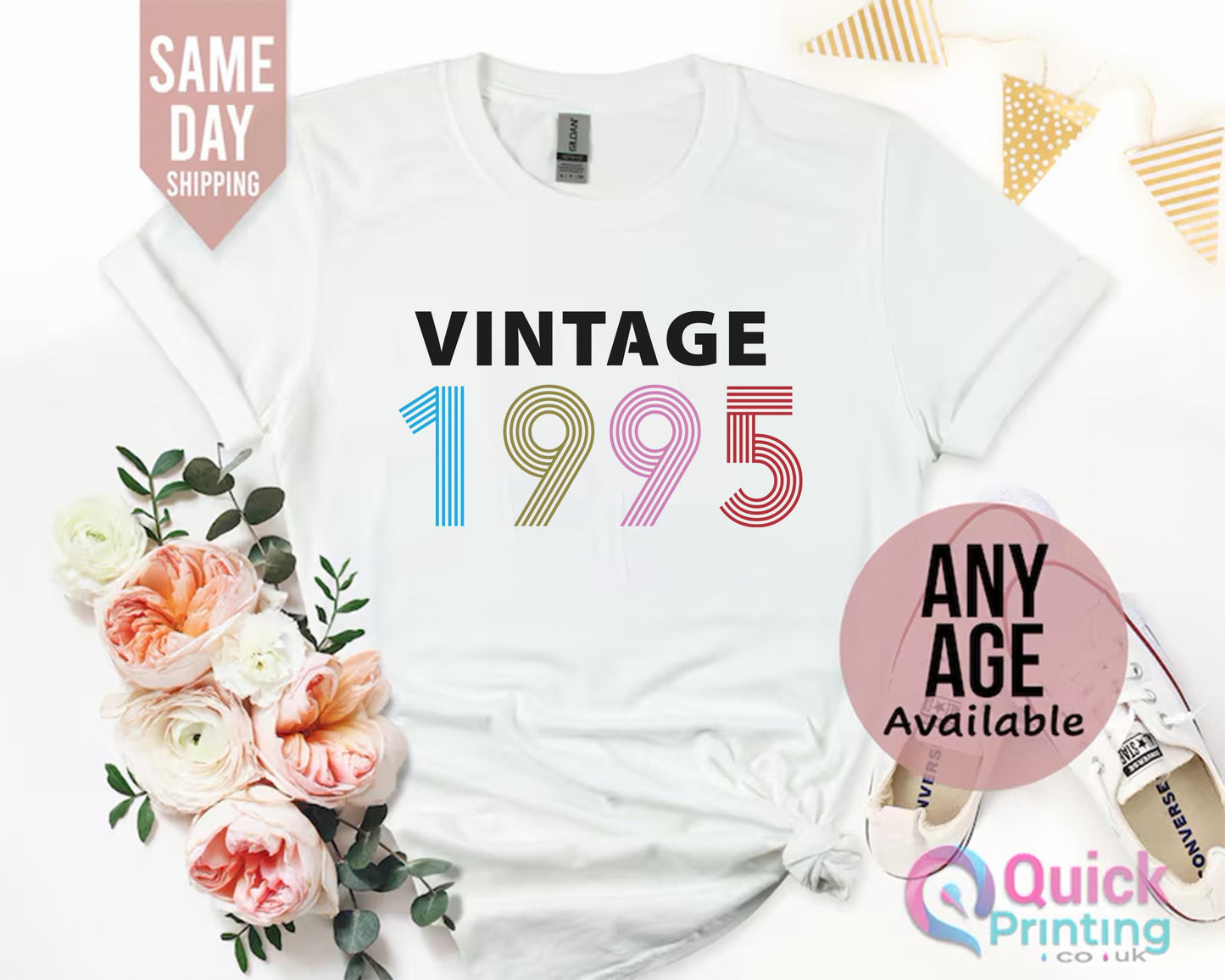 Vintage 1995 Birthday Tshirt UK, Ladies 30th Birthday Shirt, 30th Birthday Gifts for Women, Custom Birthday Gifts for her 2025