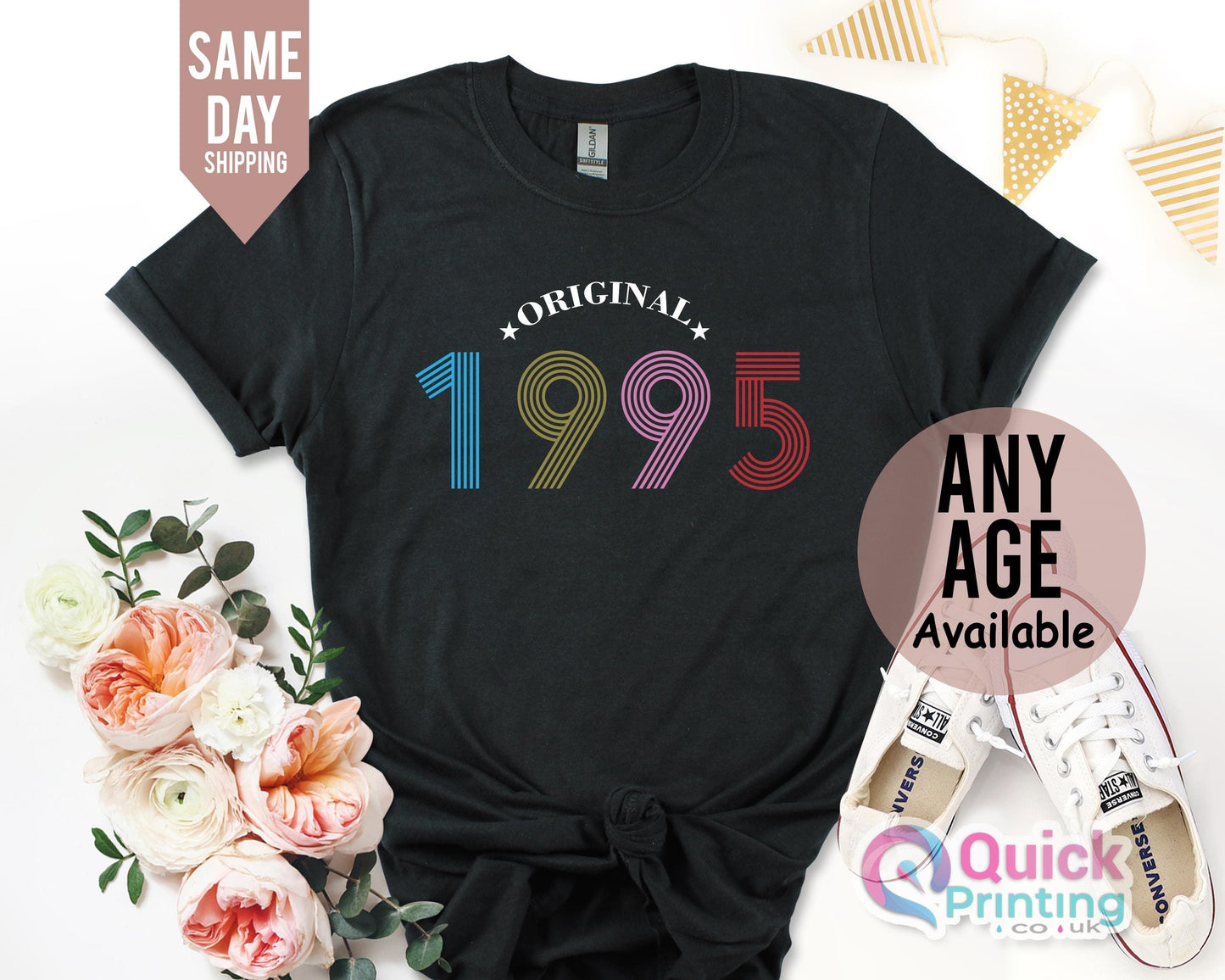 30th Birthday Ladies Shirt UK, Vintage 1995 Birthday Shirt, 30th Birthday Gifts for Women, Custom Birthday Gifts for her