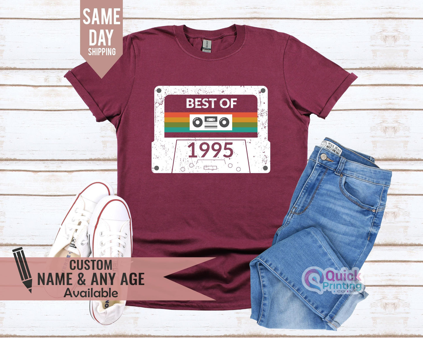 Vintage 1995 Cassette Tape T-Shirt: 30th Birthday Gift