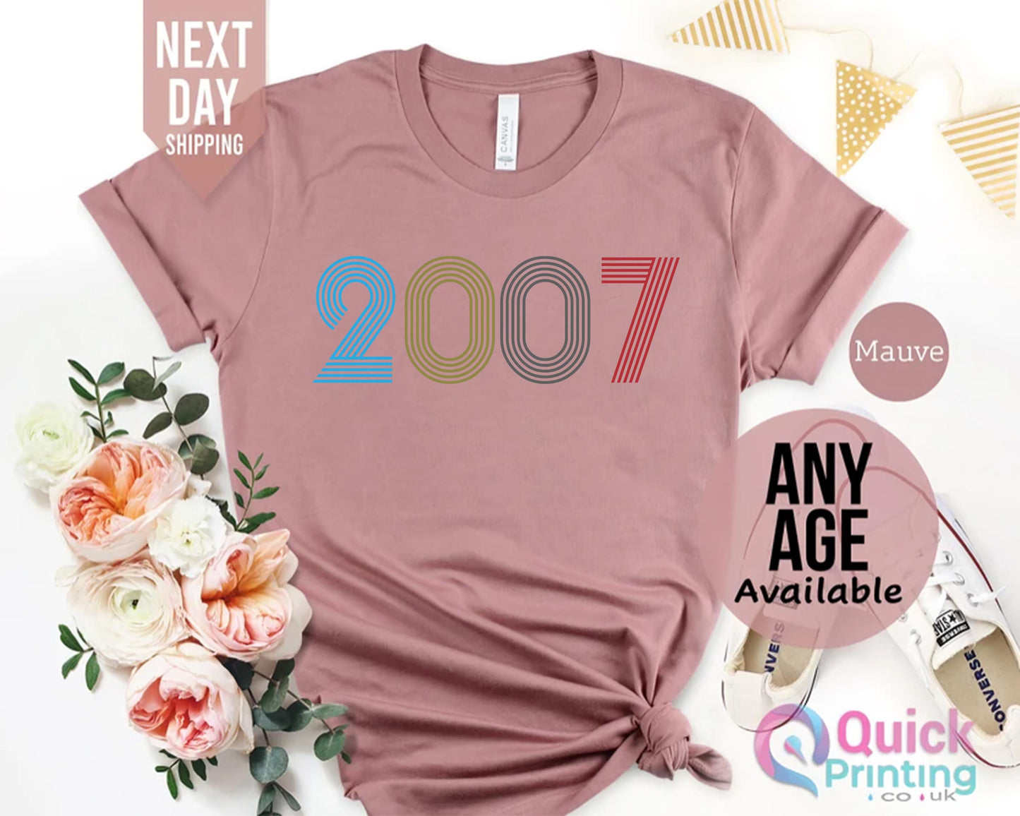 2007 Birthday Year TShirt UK, 18th Birthday Party Tshirts for Ladies Girls, 18th Birthday Gift for Friend, teenage girl shirt gift Daughter