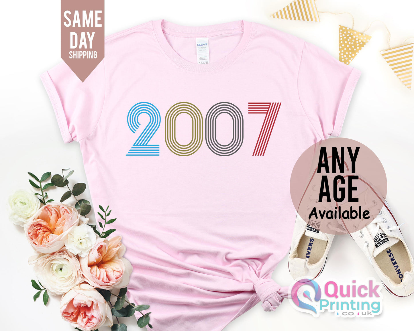 2007 Birthday Year TShirt UK, 18th Birthday Party Tshirts for Ladies Girls, 18th Birthday Gift for Friend, teenage girl shirt gift Daughter