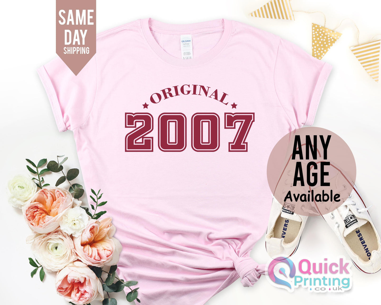 2007 Birthday Shirt Ladies Unisex UK, 18th Birthday Party T shirts for Girls Boys, 18th Birthday Gift for Friend, 2007 Vintage Birthday Tee