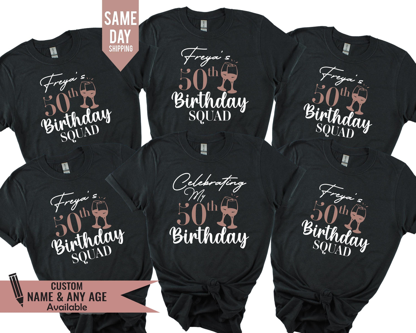 Personalized 50th Birthday Squad T-Shirt: Custom Name & Age