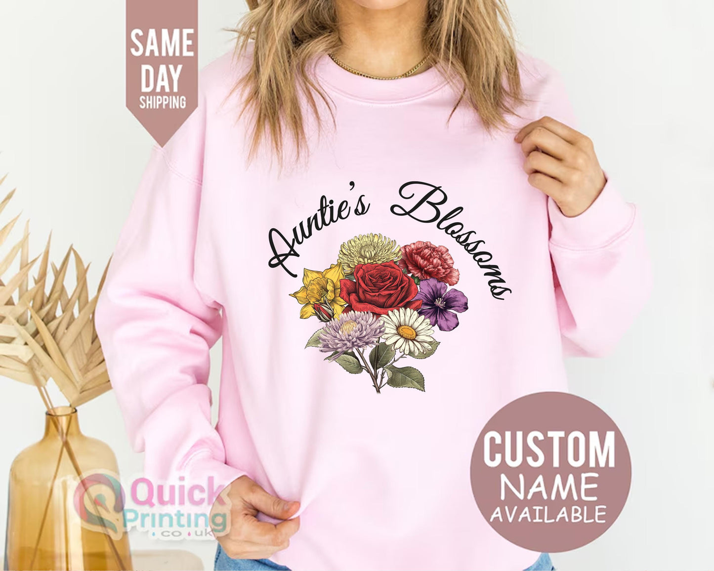 Custom Sweatshirt for Auntie, Aunt's Garden Bouquet Sweatshirt, Family Love Sweatshirt, Auntie's Garden Sweatshirt, Birth Month Sweater 2025