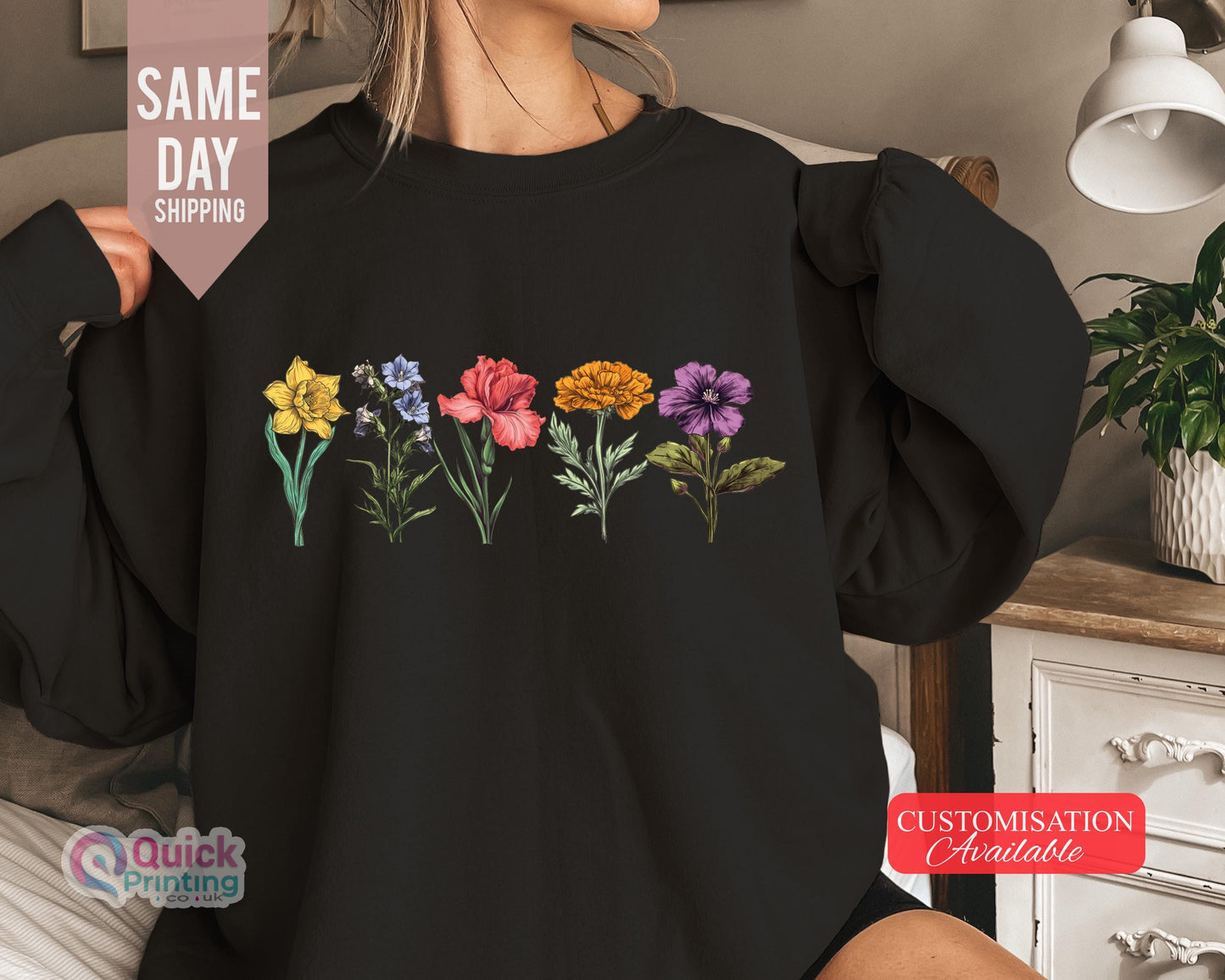 Custom Birth Month Sweatshirt, Birth Flower Sweater, Gift for Grandma, Personalized Mom Gift Grandma, Birth Flower Sweatshirt With Names