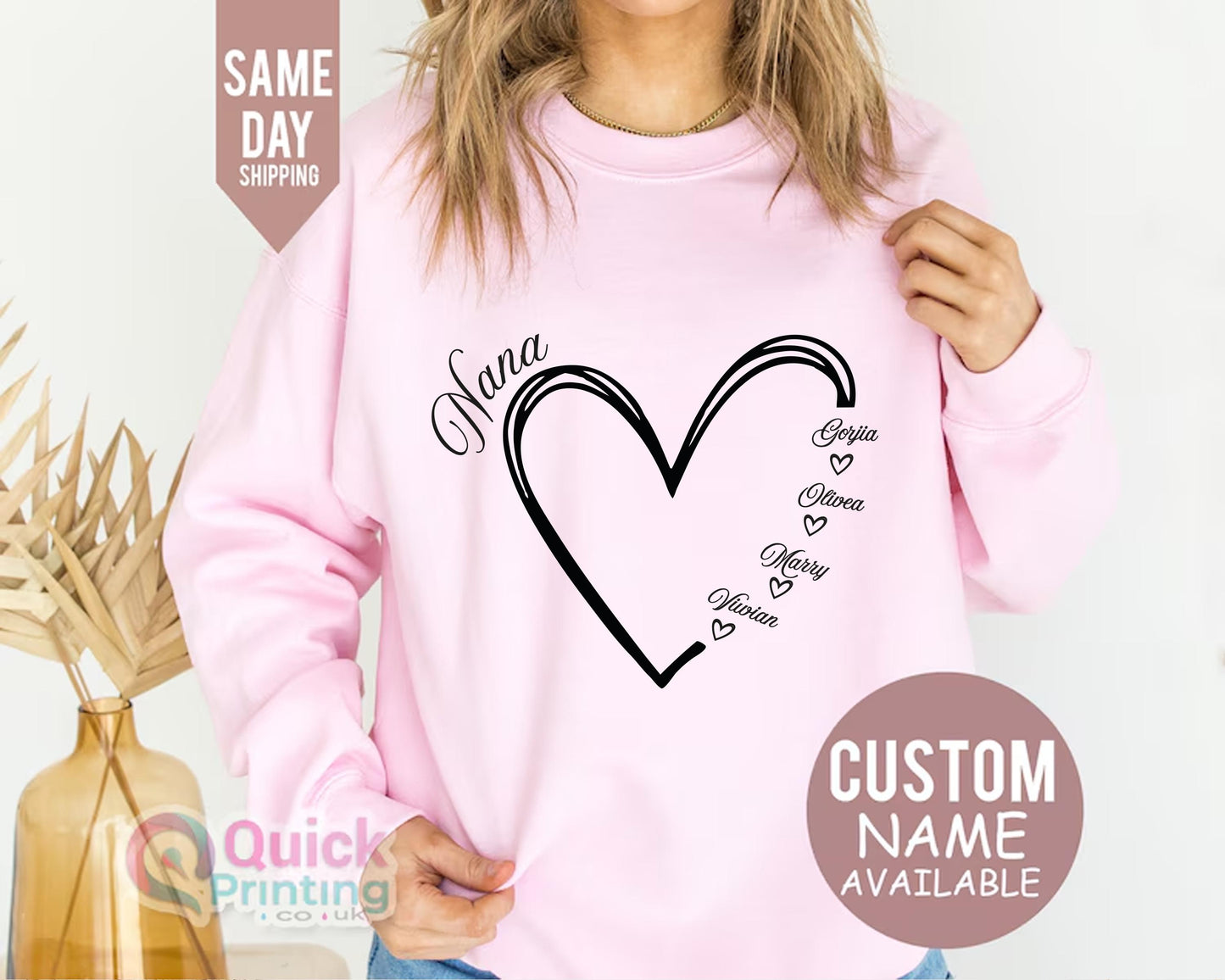 Custom Nana and Mom Sweatshirt, Custom Nana Heart Sweater, Mothers Day Gift Sweater, Custom Grandma With Names, Mom Heart Sweatshirt