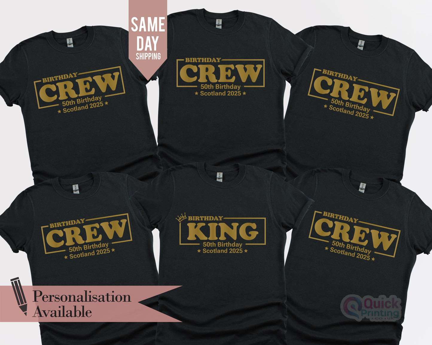 50th Birthday King Shirt: Matching Birthday Crew T-Shirt