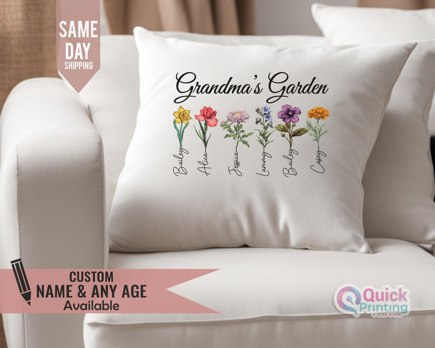 Custom Grandma's Garden Pillow, Grandmas Garden Pillow 2025, Personalized Birth flower Pillow, Grandmas Garden Pillow with Grandkids Name