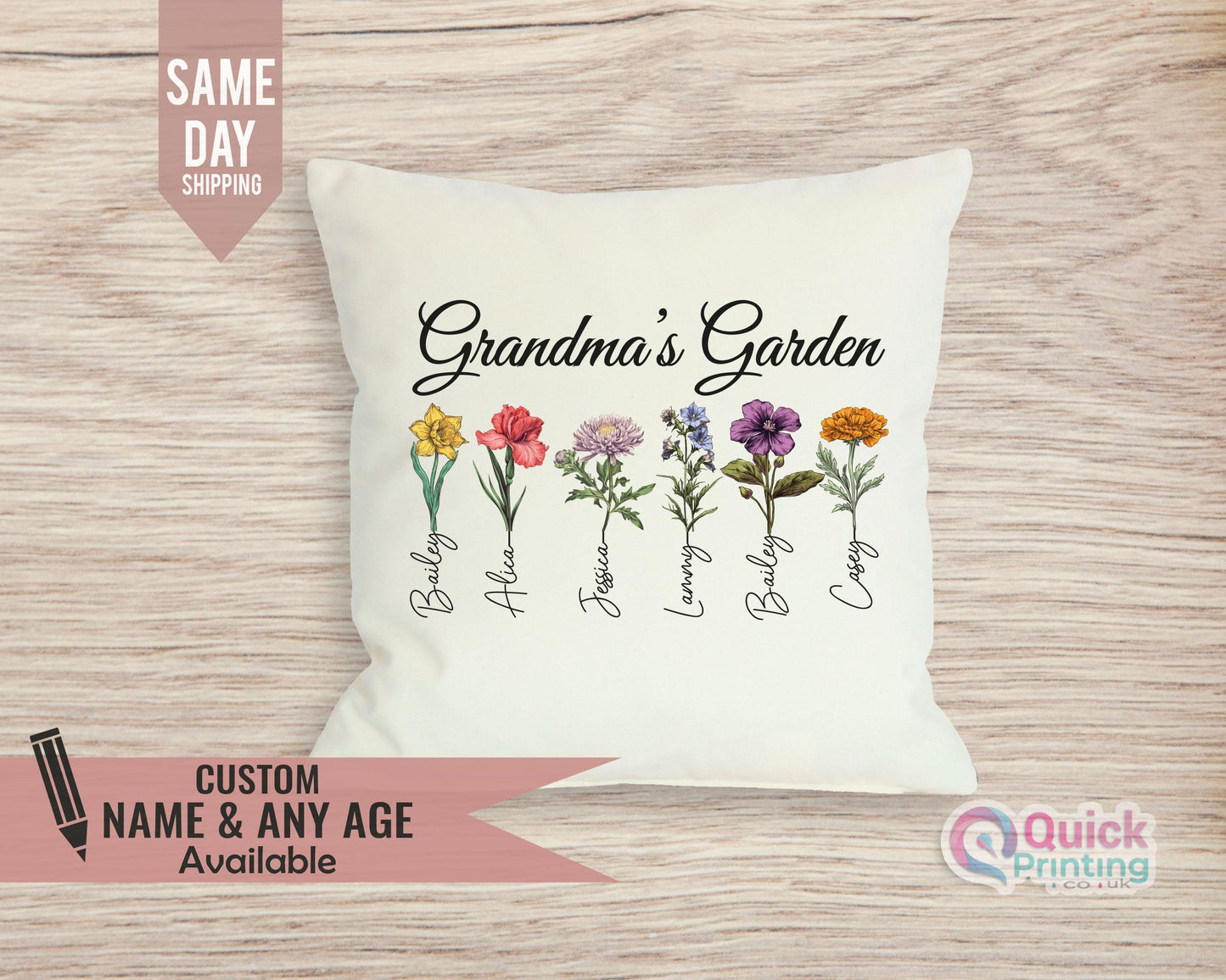 Custom Grandma's Garden Pillow, Grandmas Garden Pillow 2025, Personalized Birth flower Pillow, Grandmas Garden Pillow with Grandkids Name