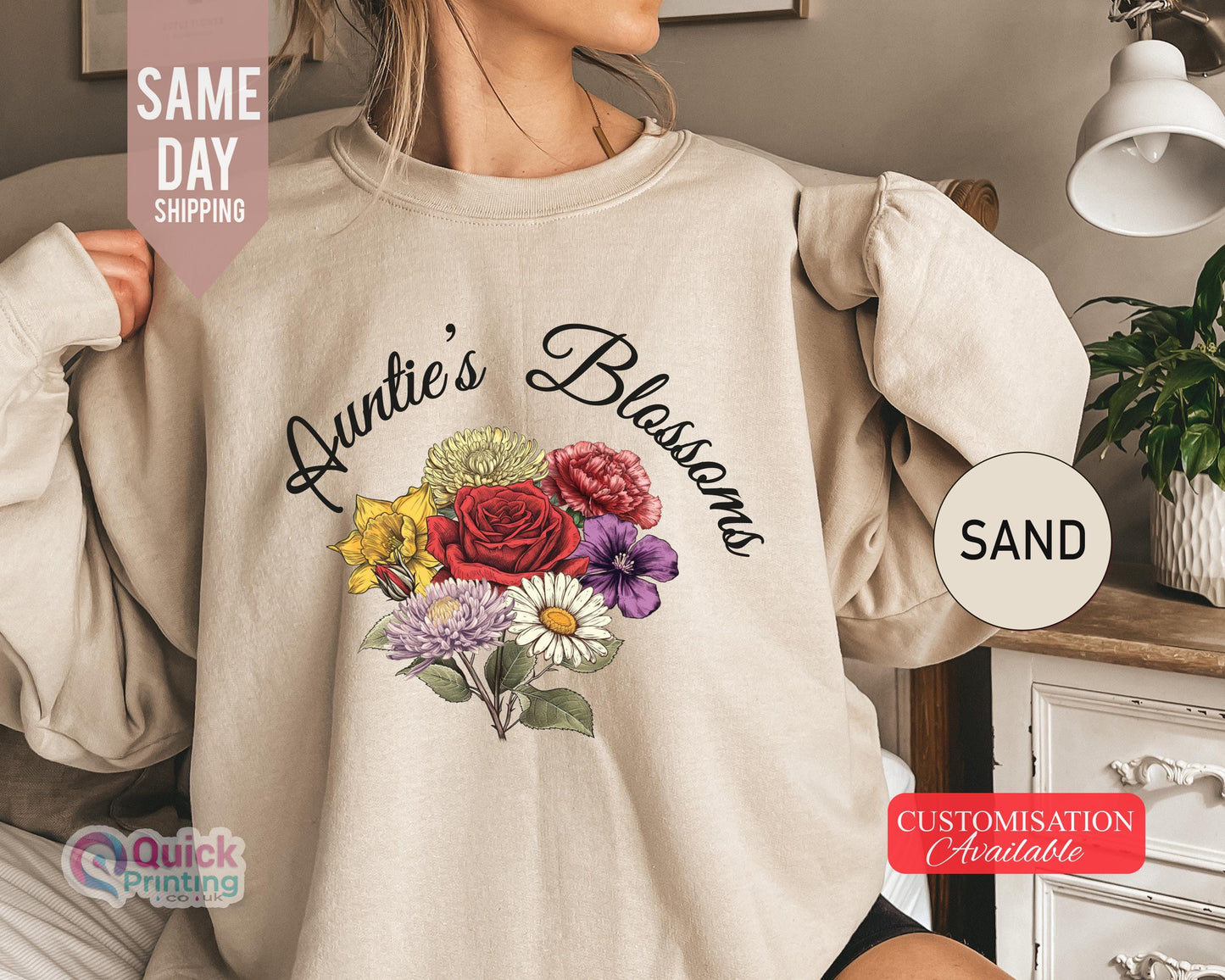 Custom Sweatshirt for Auntie, Aunt's Garden Bouquet Sweatshirt, Family Love Sweatshirt, Auntie's Garden Sweatshirt, Birth Month Sweater 2025