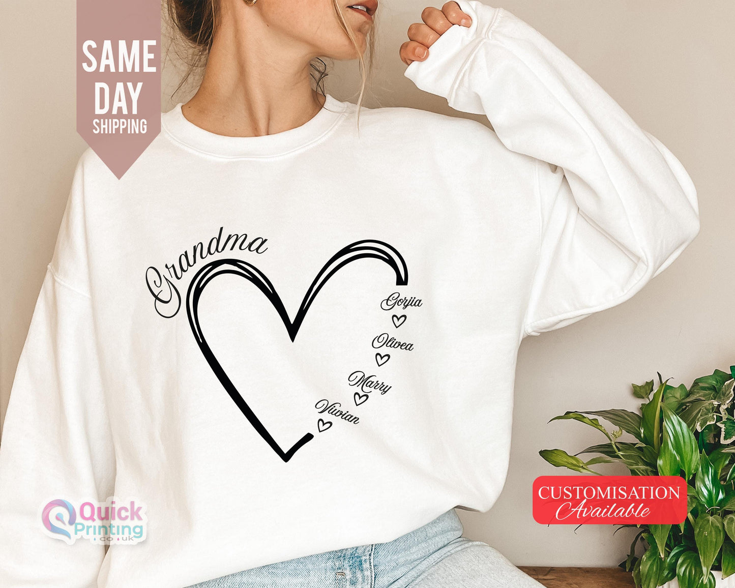 Custom Grandma and Mom Sweatshirt, Custom Grandma Heart Sweater, Mothers Day Gift Sweater, Custom Grandma With Names, Mom Heart Sweatshirt