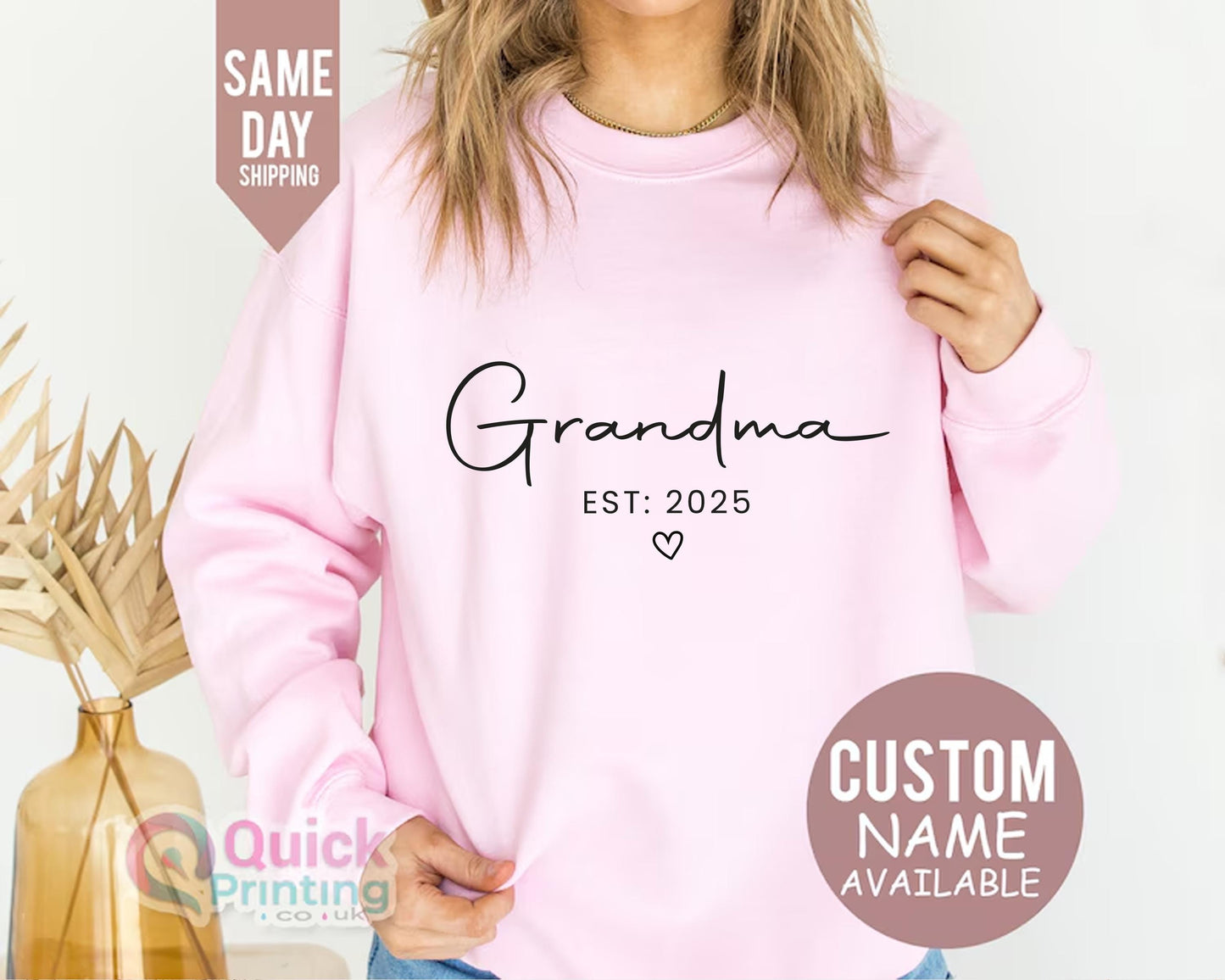 Personalized Grandma Sweatshirt Est Year with Grandkids Names on Sleeve, Birthday Gift for Grandma, New Grandma Sweater, Mothers Day Gift