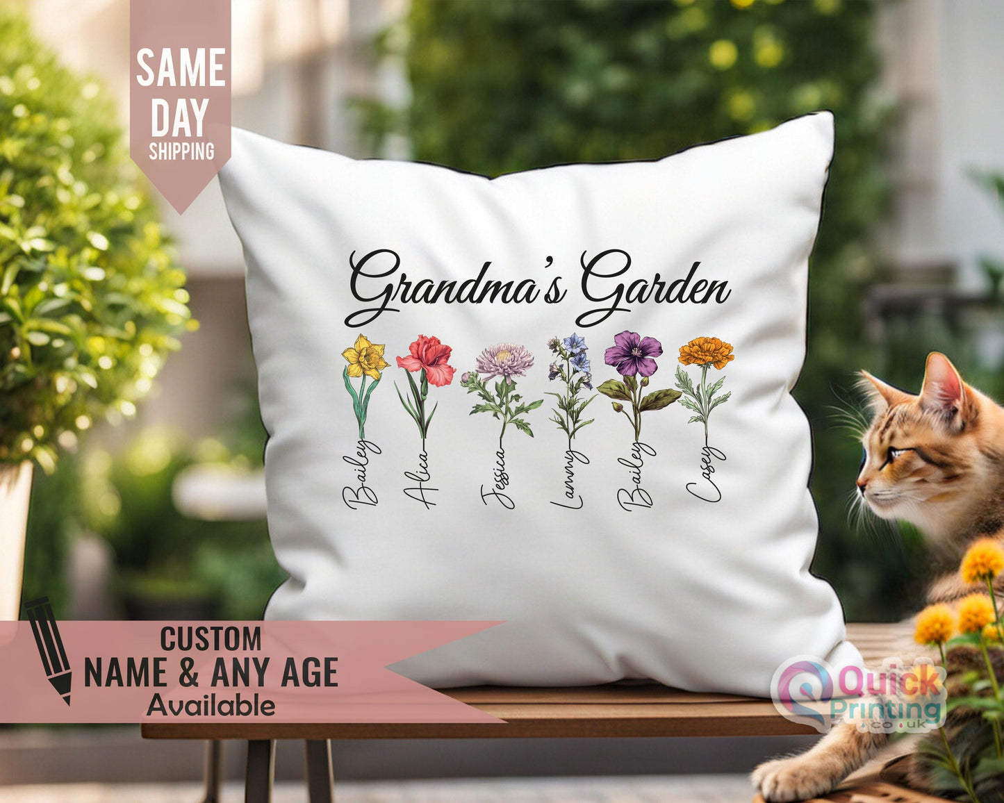 Custom Grandma's Garden Pillow, Grandmas Garden Pillow 2025, Personalized Birth flower Pillow, Grandmas Garden Pillow with Grandkids Name