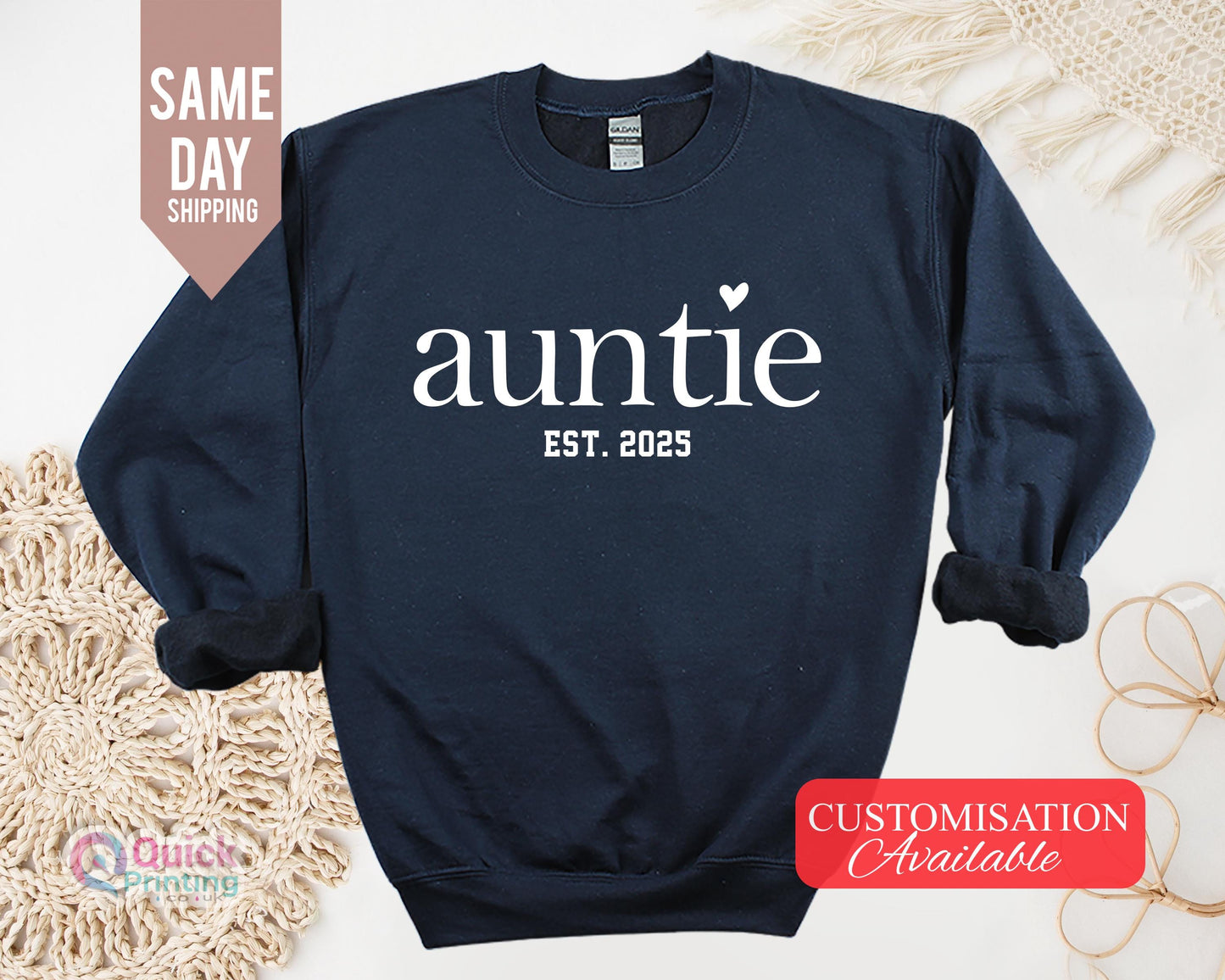 Custom Est. Auntie Sweatshirt: Pregnancy Announcement Jumper