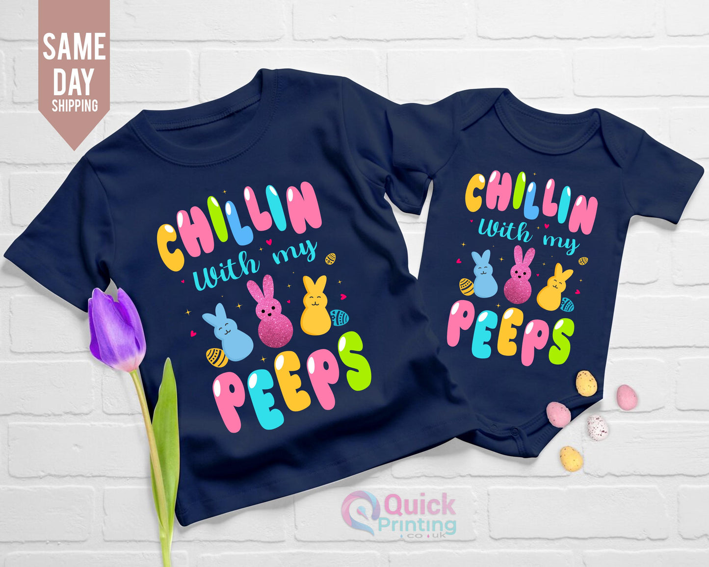 Chilling With My Peeps Shirt: Easter Family Matching Tee