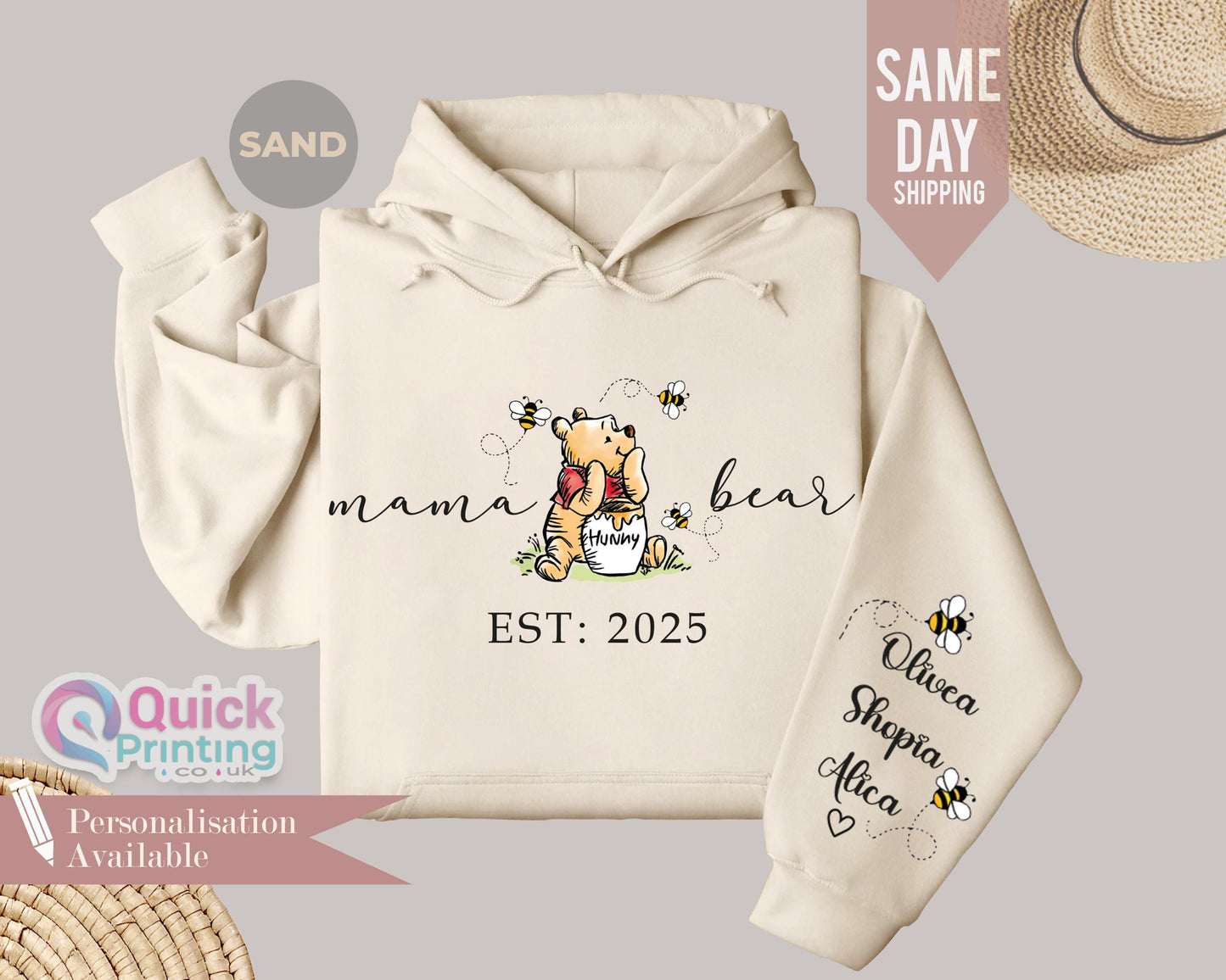 Custom Mama Bear Hoodie: Personalized Mother's Day Sweatshirt