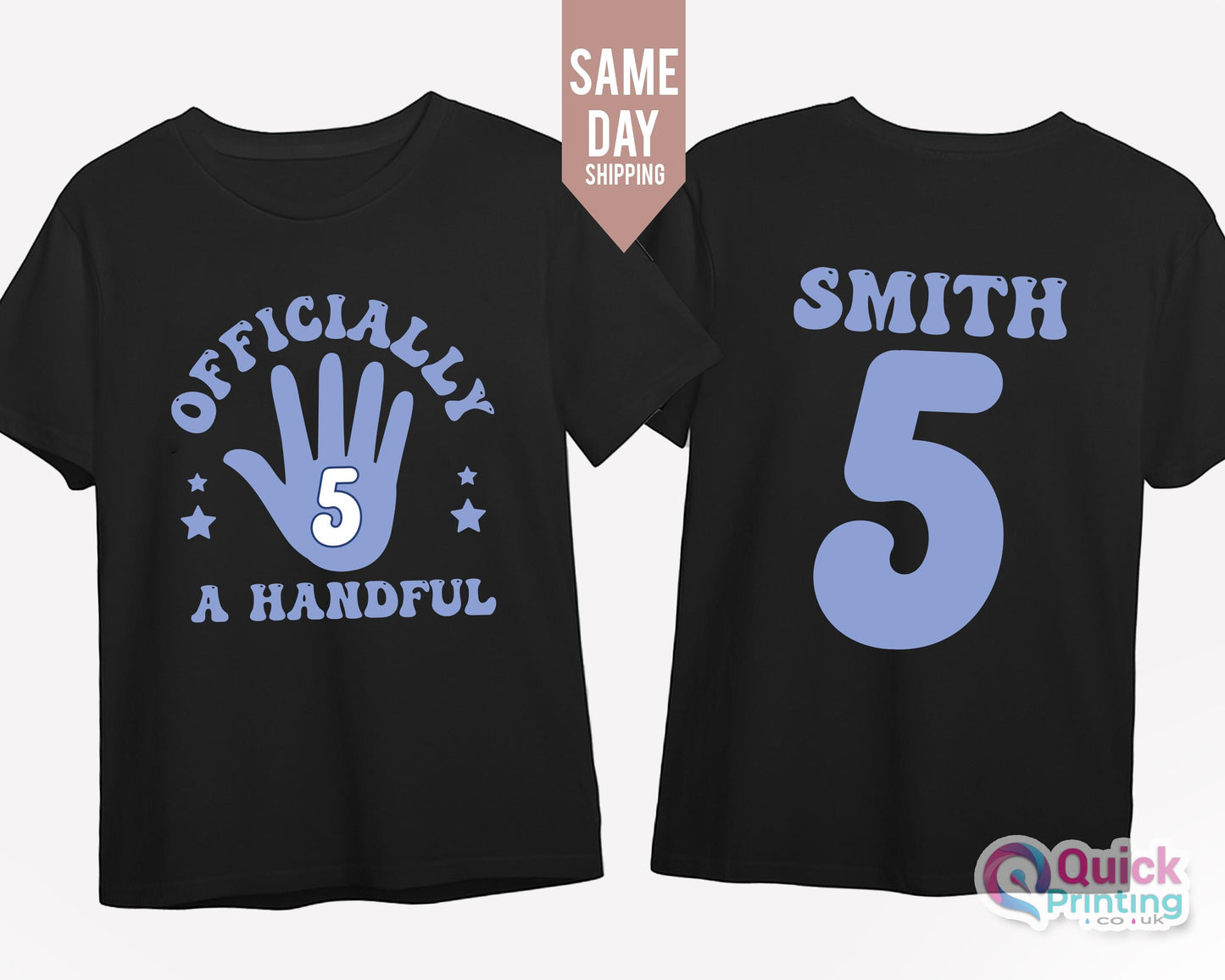 Officially a Handful Shirt, Personalized 5th Birthday Shirt Boy, Toddler Birthday, Five Year Old Birthday Tee, Custom Name Shirt for Boys