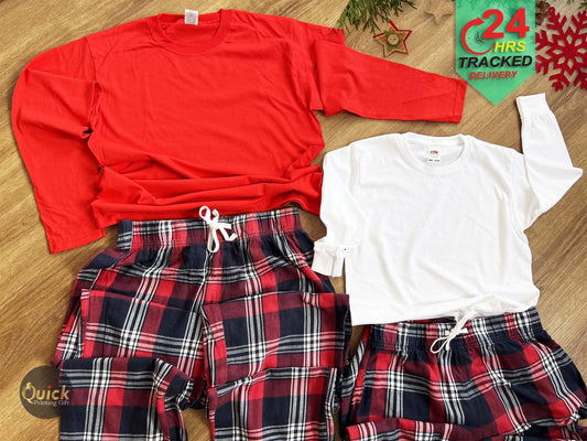 Matching Family Christmas Pyjamas, Christmas Red Long Sleeve Tshirt for Men Women, Christmas Couple Pajamas