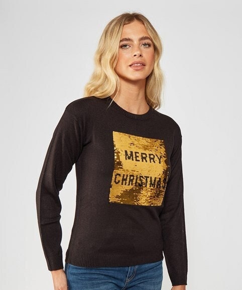 Womens Christmas Jumper, New Year Jumper 2023, Christmas Sequin Sweatshirt, Funny Christmas Jumper, Christmas Gift for her, Ladies Sweater