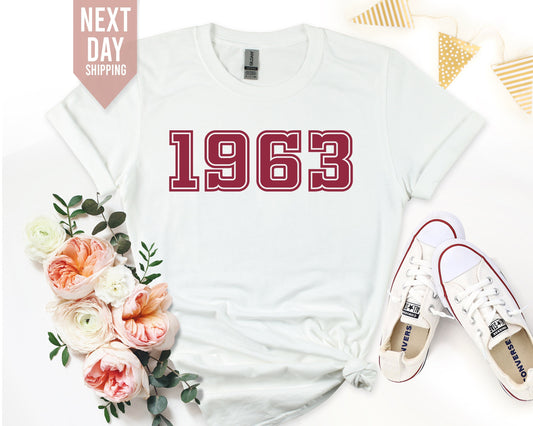 1963 Birthday Year TShirt UK, 60th Birthday Gifts for Women, 60th Birthday Tshirt, Vintage 1963 Birthday Shirt, Mum Birthday Gift