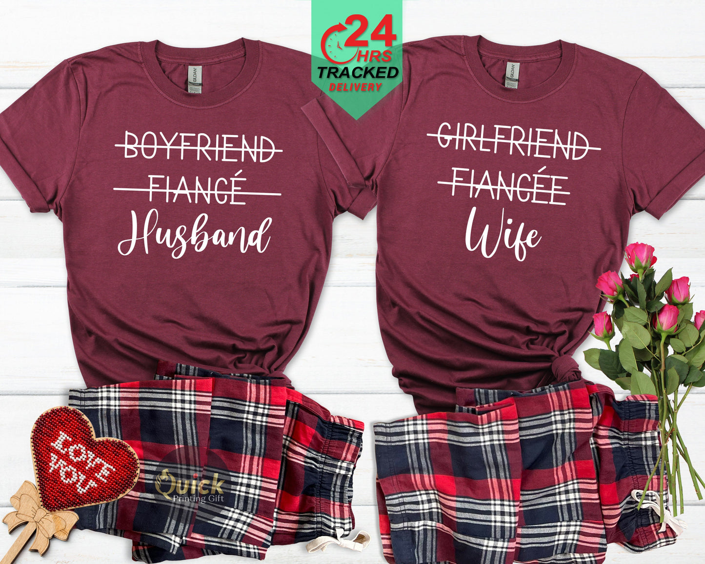 Couple Pyjamas, Hubby & Wifey Matching Pyjamas Mr and Mrs Gifts Navy Tartan Couples Mr Mrs Matching Pajamas Set Anniversary Gift valentines