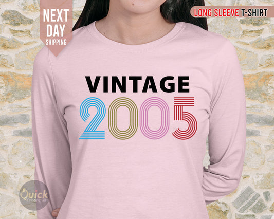 18th Birthday Long sleeve Tshirt, Vintage Birthday Shirt 2023, 2005 Birthday t shirt for Girls, Vintage 2005 Birthday gift shirt, Birthday t