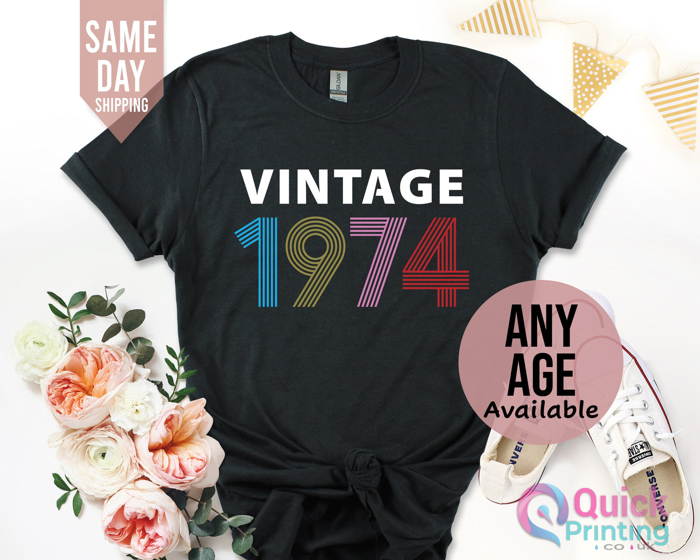 1974 Birthday TShirt UK, 50th Birthday Gifts for Women, 50th Birthday Tshirt, Vintage 1974 Birthday Shirt, Birthday Gifts for Mom Dad