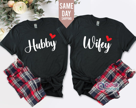 WIFEY Shirt, HUBBY T Shirt , Engagement Gift, Wedding Gift, Engagement Announcement, Wife Tee, Personalised wedding hen do gift 2024