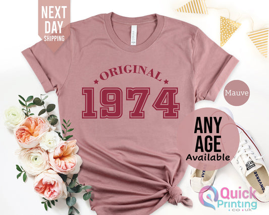 1974 Birthday TShirt UK, 50th Birthday Gifts for Women, 50th Birthday Tshirt, Vintage 1974 Birthday Shirt, Birthday Gift for Mum Grandma Top