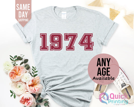 1974 Birthday Year T Shirt for Women, 50th Birthday T shirt Gift, Vintage 1974 Birthday Shirt, 50th Birthday Tshirt, Mum Birthday Gift