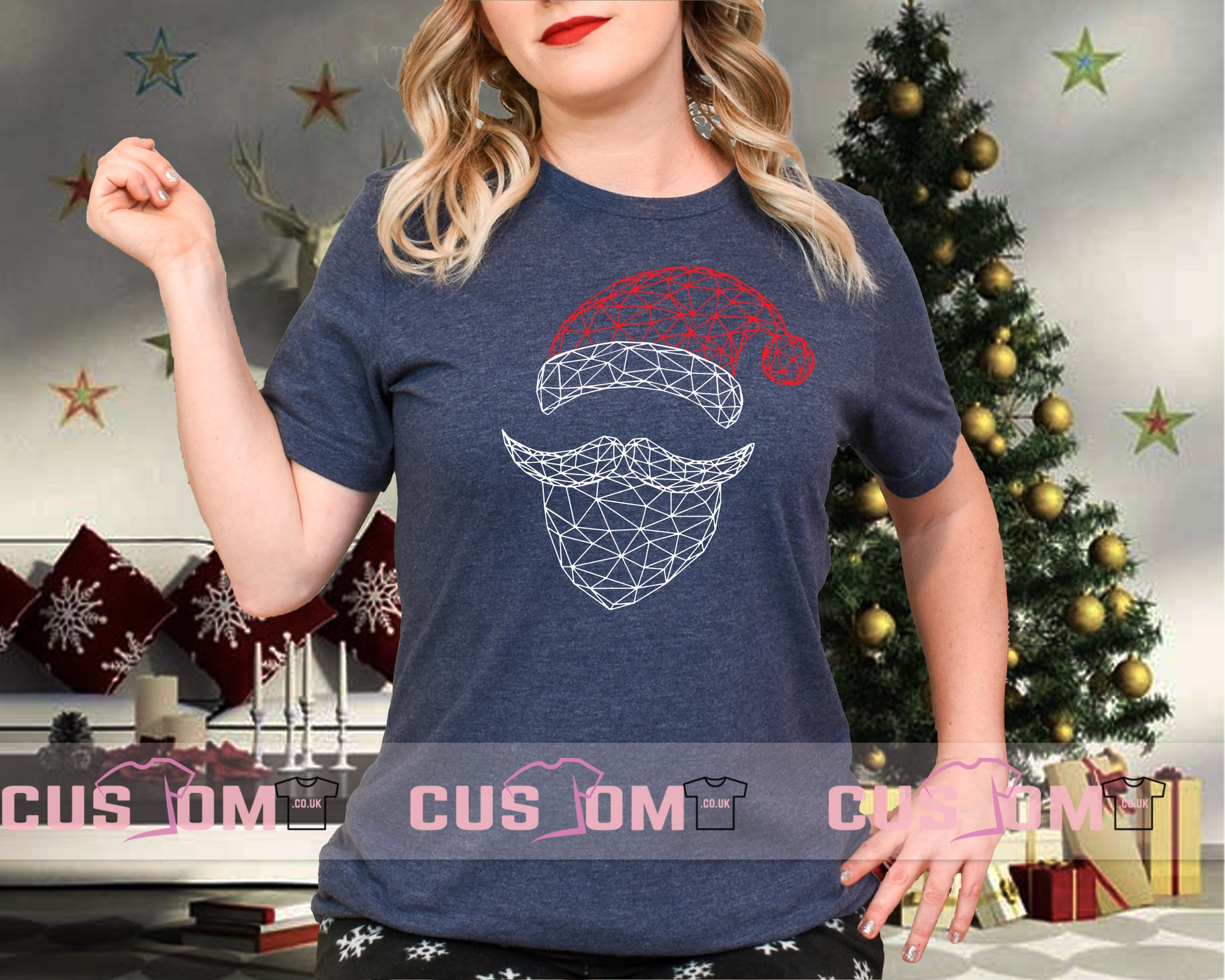 Geometric Santa Father Christmas Shirt