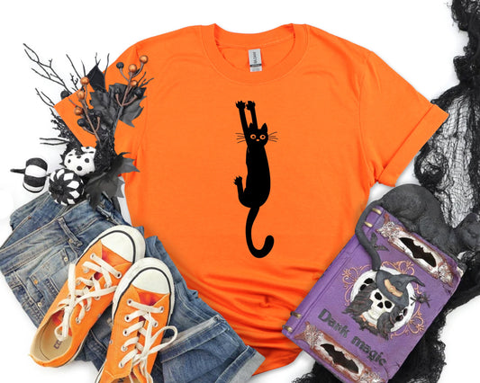 Black Cat Halloween Shirt, Funny Halloween Tshirt, Halloween Party T-Shirt, Spooky Costume, Scary Cat Shirt, Halloween Gifts for Cat Lover