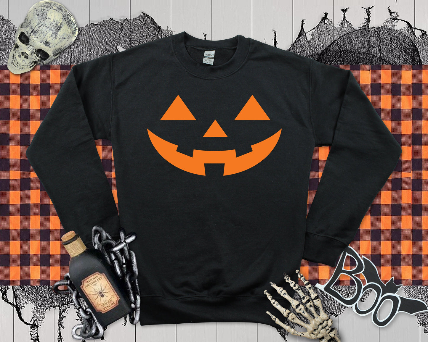 Pumpkin Face Halloween Sweatshirt: Unisex Costume Jumper