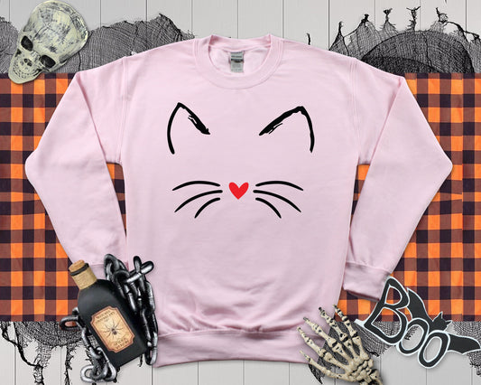 Halloween Cute Cat Sweatshirt Ladies Unisex, Funny Halloween Cat Lover Gift, Autumn Jumper, Fall Sweatshirt, Halloween Costume Gift