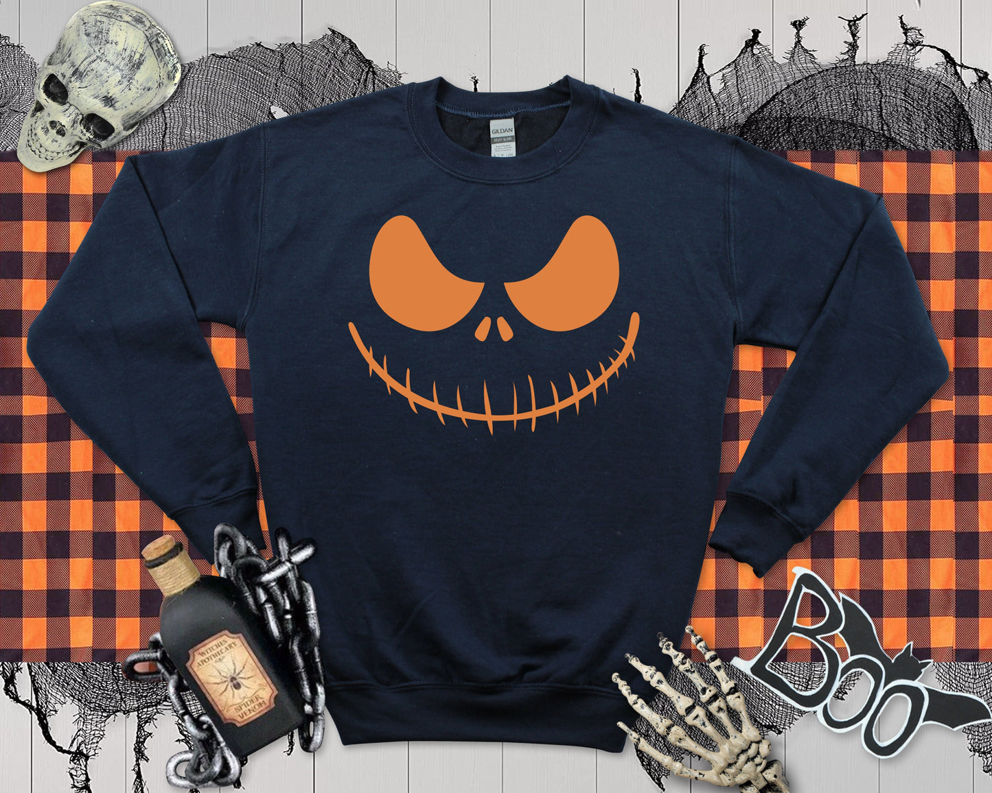 Halloween Face Sweatshirt: Spooky Unisex Jumper, Kids Costume