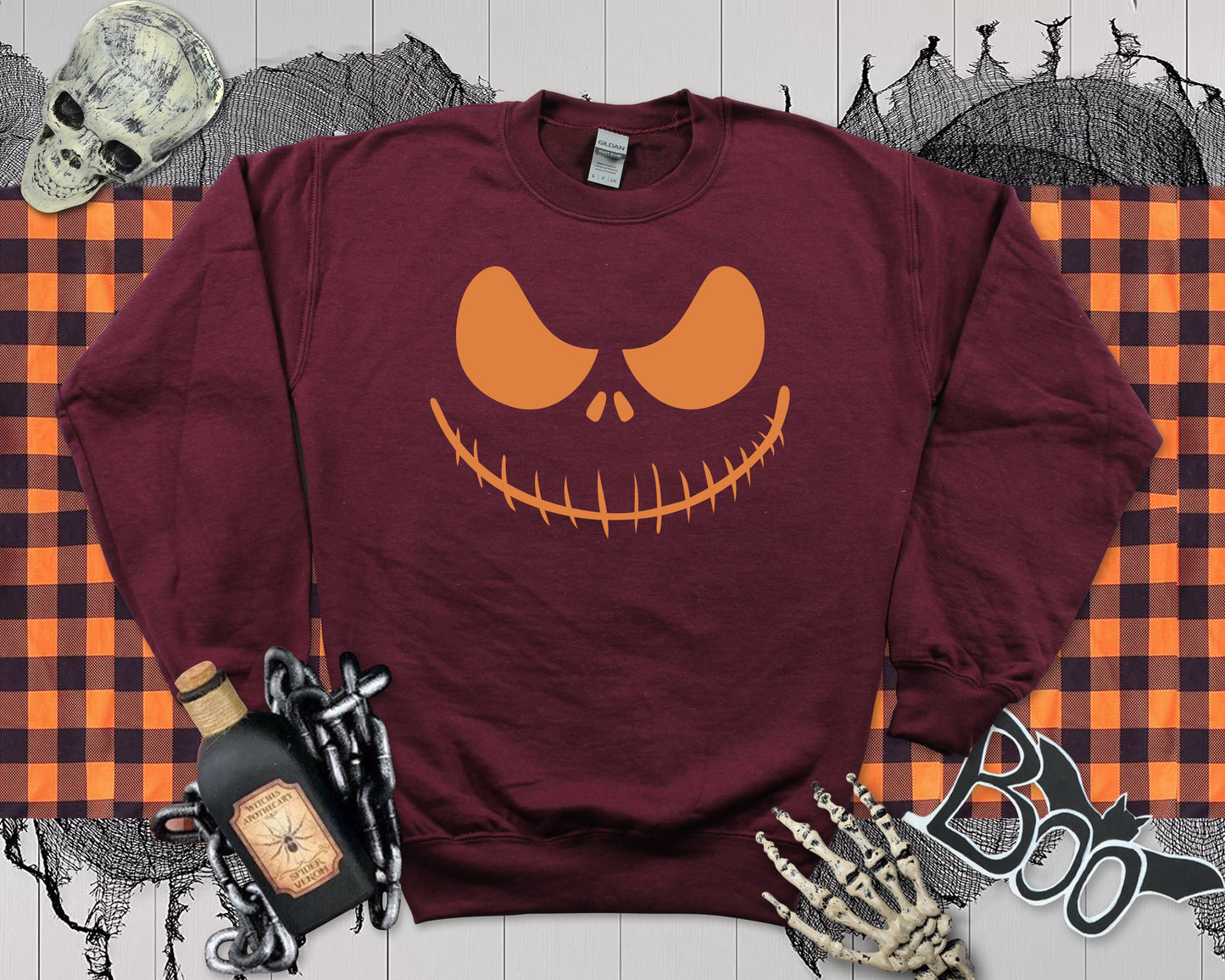 Halloween Face Sweatshirt: Spooky Unisex Jumper, Kids Costume