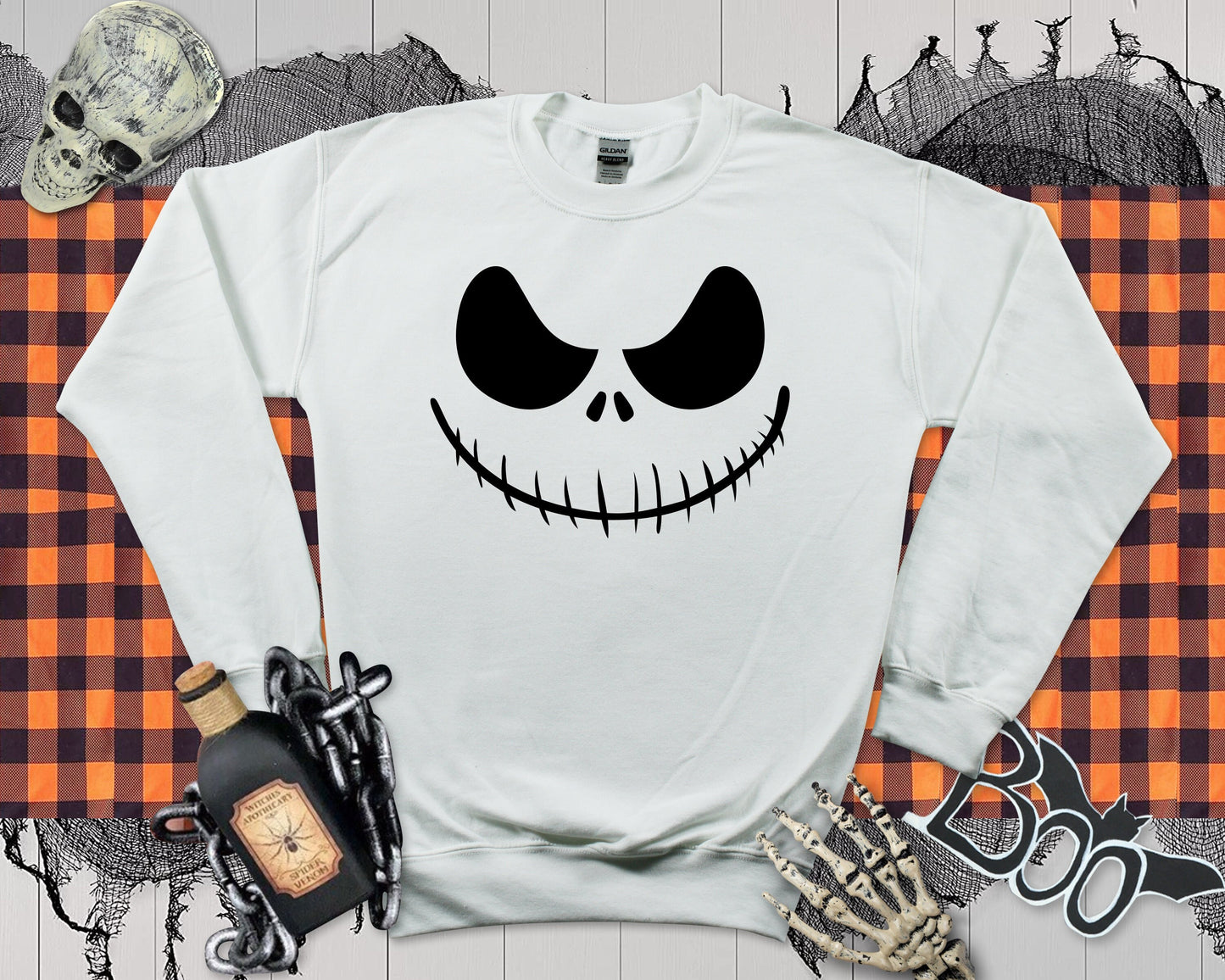 Halloween Face Sweatshirt: Spooky Unisex Jumper, Kids Costume
