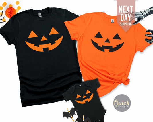 Matching Family Halloween Pumpkin Face T-Shirts