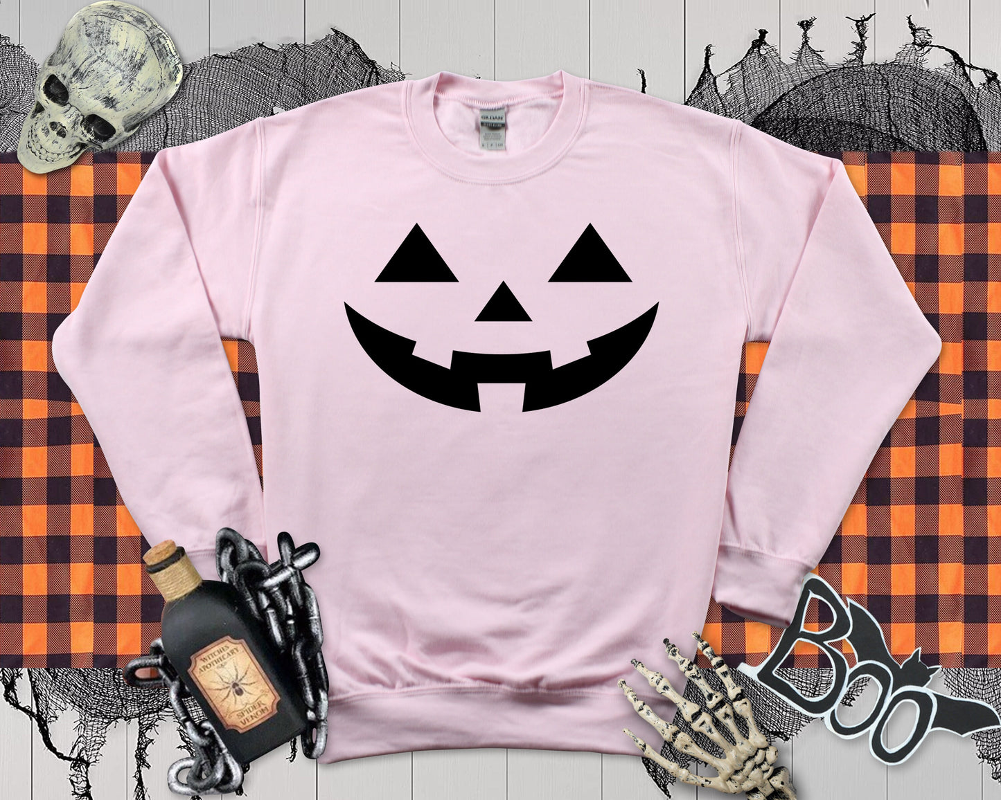 Pumpkin Face Halloween Sweatshirt: Unisex Costume Jumper